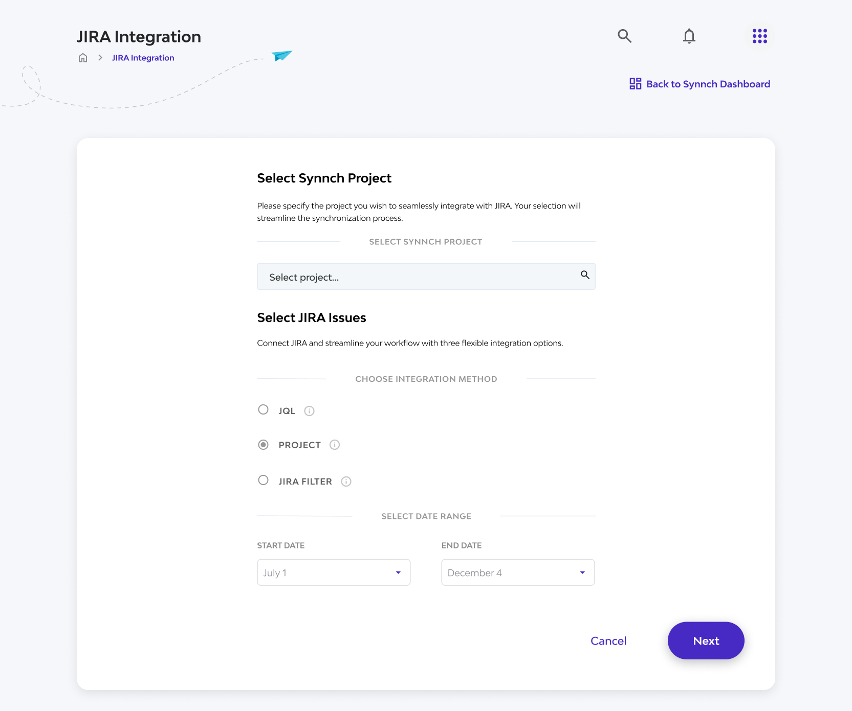 Authentication screen UI for Jira